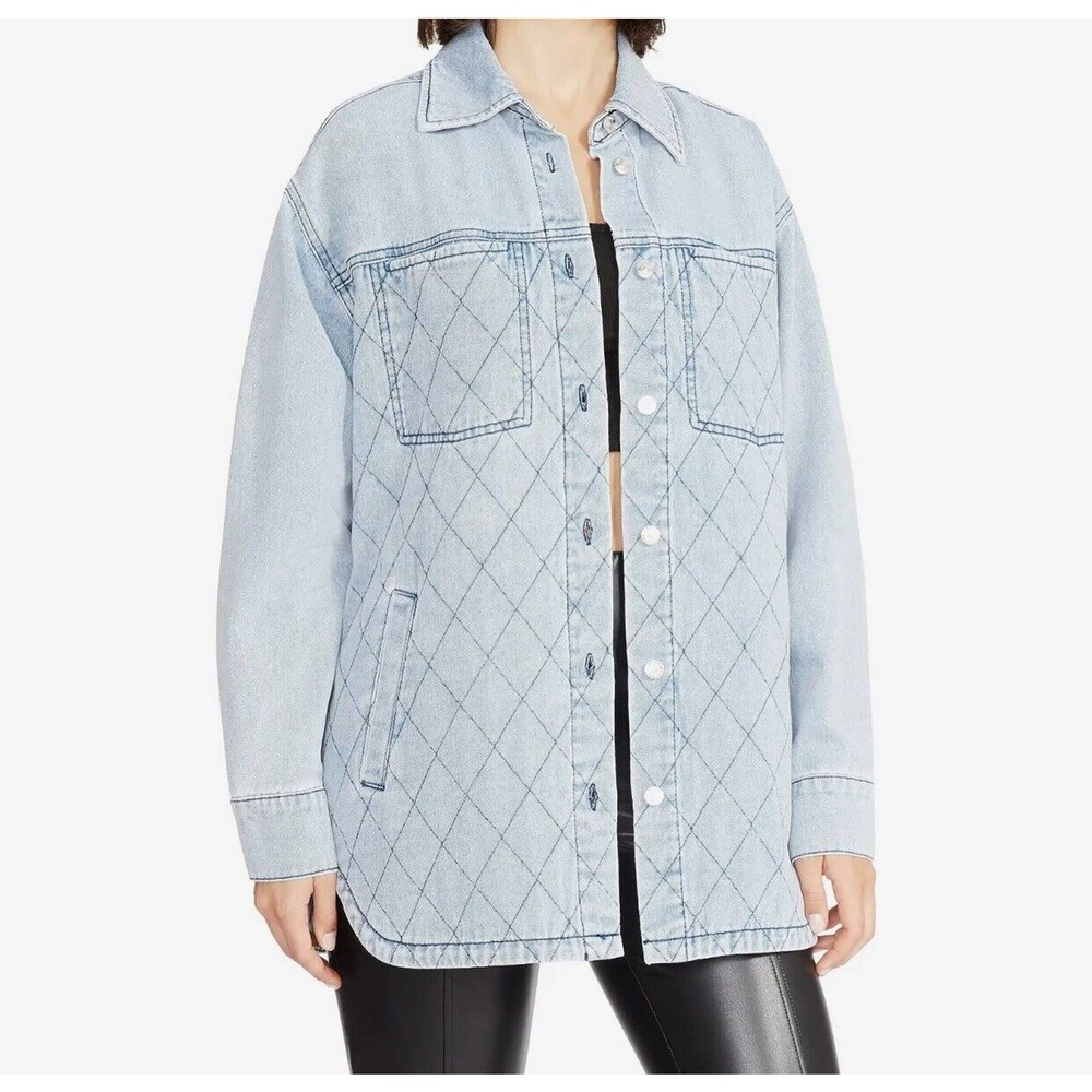 Steve Madden Lennon Shacket Women's Size XS Blue Denim 100% Cotton Button-Up